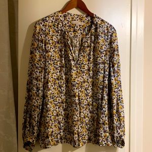 LOFT xxl long sleeve blouse with abstract floral print